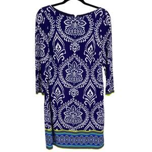 Vince Camuto Abstract Print Blue Shift Dress Size 8